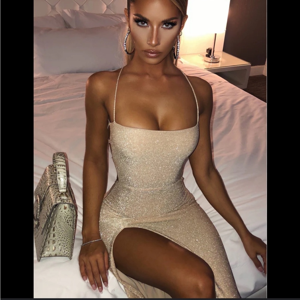 Baby Boo Miley Maxi Dress Gold Sparkle